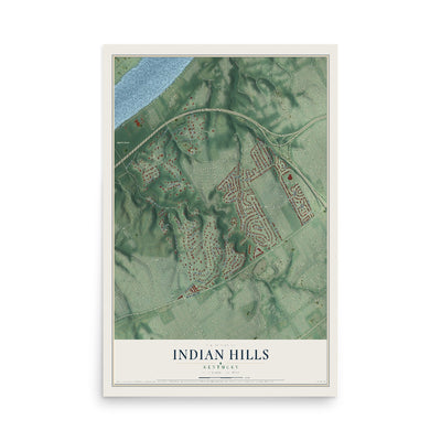 Map of Indian Hills, Kentucky, 12 x 18 inch unframed archival matte print