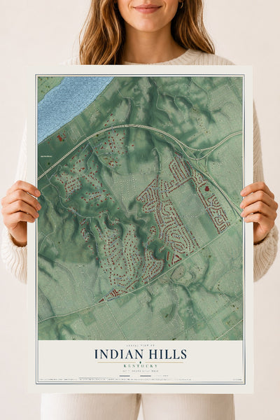 Map of Indian Hills, Kentucky, 18 x 24 inch unframed archival matte print