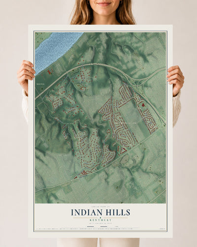 Map of Indian Hills, Kentucky, 24 x 36 inch unframed archival matte print