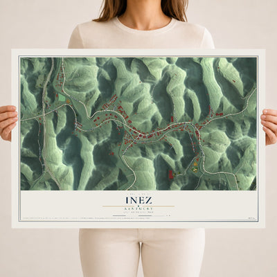 Map of Inez, Kentucky, 18 x 24 inch unframed archival matte print