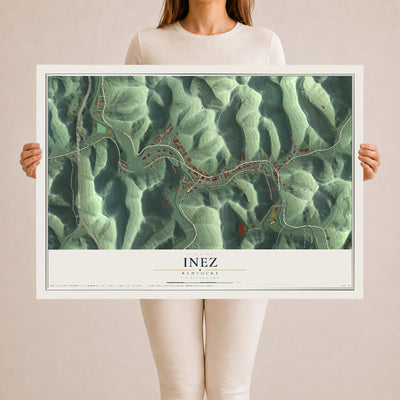 Map of Inez, Kentucky, 24 x 36 inch unframed archival matte print