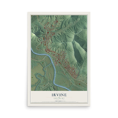 Map of Irvine, Kentucky, 12 x 18 inch unframed archival matte print