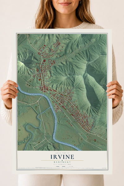 Map of Irvine, Kentucky, 18 x 24 inch unframed archival matte print