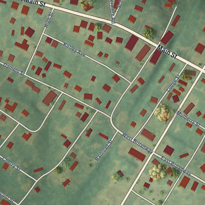 Close-up of the map of Island, Kentucky print showing street and building detail