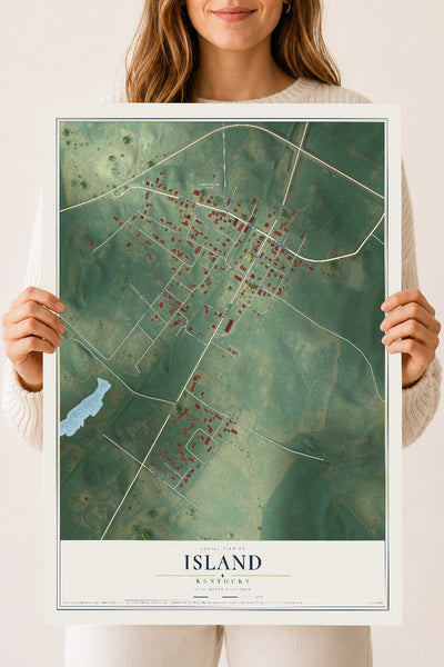 Map of Island, Kentucky, 18 x 24 inch unframed archival matte print
