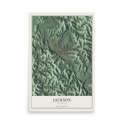 Map of Jackson, Kentucky, 12 x 18 inch unframed archival matte print