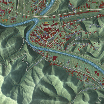 Close-up of the map of Jackson, Kentucky print showing street and building detail