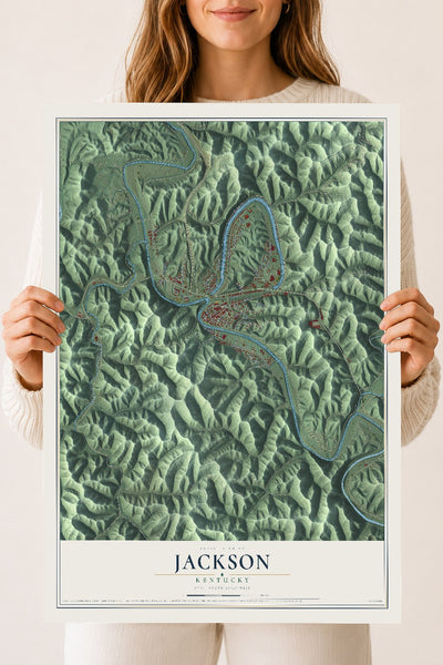 Map of Jackson, Kentucky, 18 x 24 inch unframed archival matte print