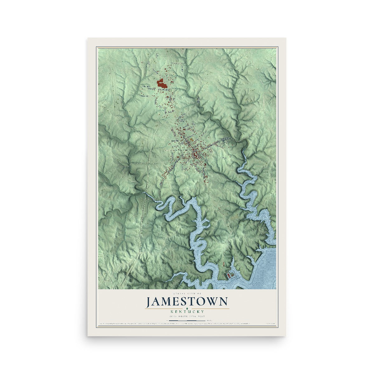 Map of Jamestown, Kentucky, 12 x 18 inch unframed archival matte print