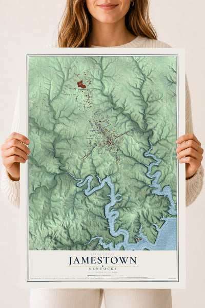 Map of Jamestown, Kentucky, 18 x 24 inch unframed archival matte print