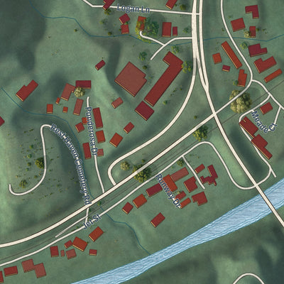 Close-up of the map of Jeff, Kentucky print showing street and building detail