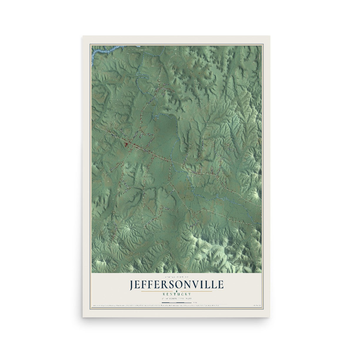 Map of Jeffersonville, Kentucky, 12 x 18 inch unframed archival matte print