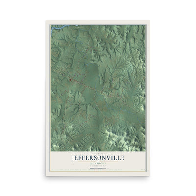 Map of Jeffersonville, Kentucky, 12 x 18 inch unframed archival matte print