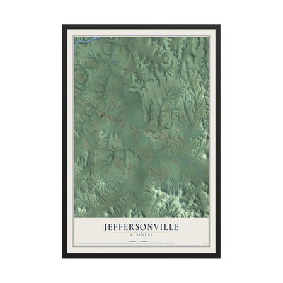 Map of Jeffersonville, Kentucky, 12 x 18 inch print in a black wood frame