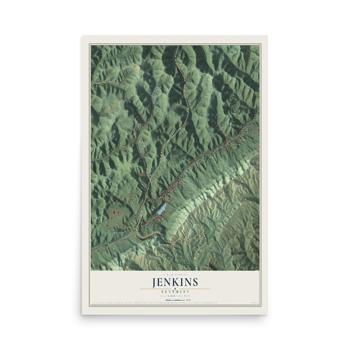 Map of Jenkins, Kentucky, 12 x 18 inch unframed archival matte print