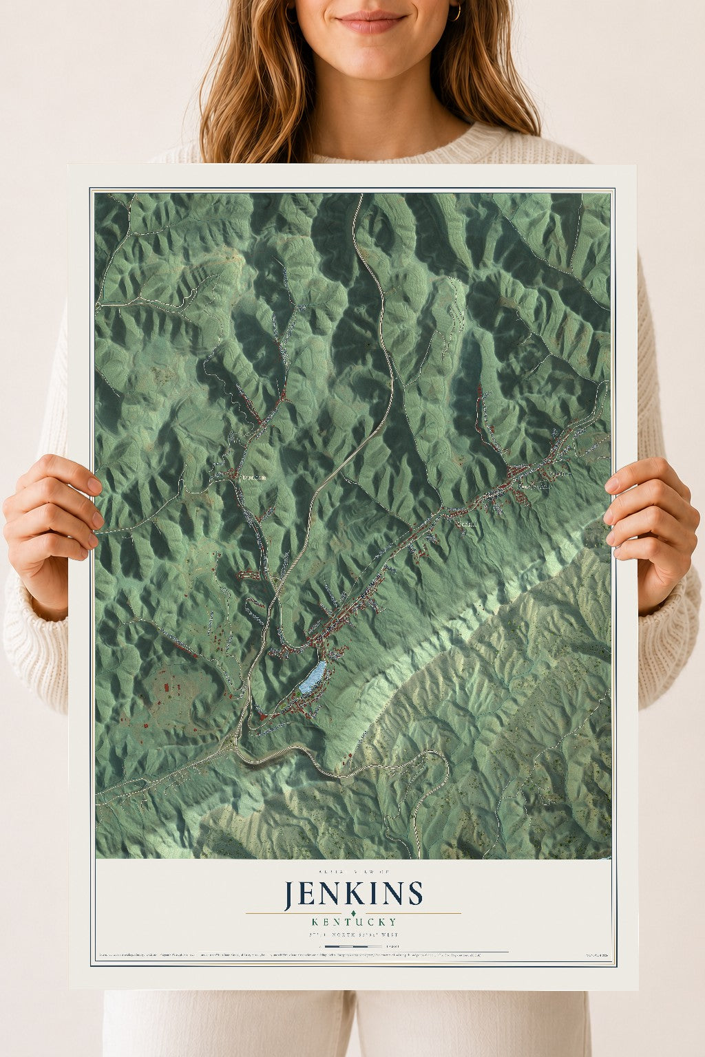 Map of Jenkins, Kentucky, 18 x 24 inch unframed archival matte print