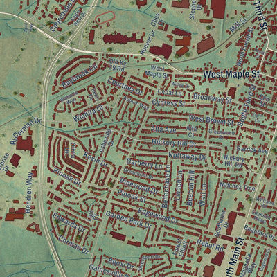 Close-up of the map of Jessamine, Kentucky print showing street and building detail