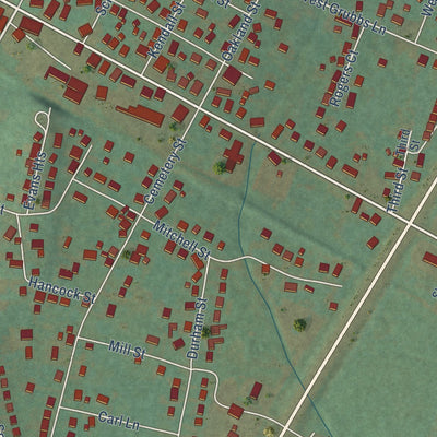 Close-up of the map of Junction City, Kentucky print showing street and building detail