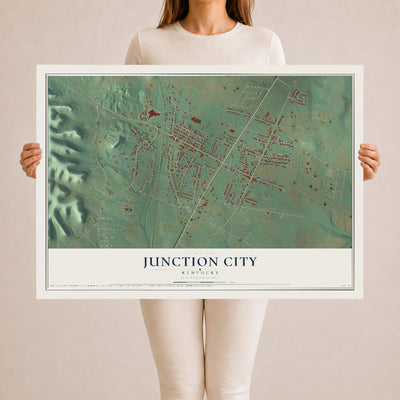 Map of Junction City, Kentucky, 24 x 36 inch unframed archival matte print