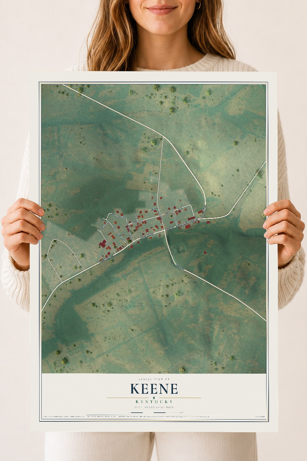 Map of Keene, Kentucky, 18 x 24 inch unframed archival matte print