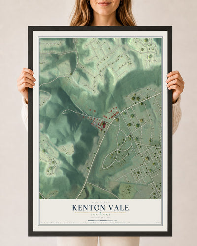 Map of Kenton Vale, Kentucky, 24 x 36 inch print in a black wood frame
