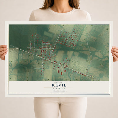 Map of Kevil, Kentucky, 18 x 24 inch unframed archival matte print