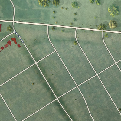Second close-up of the map of Kingsley, Kentucky print showing more streets and buildings