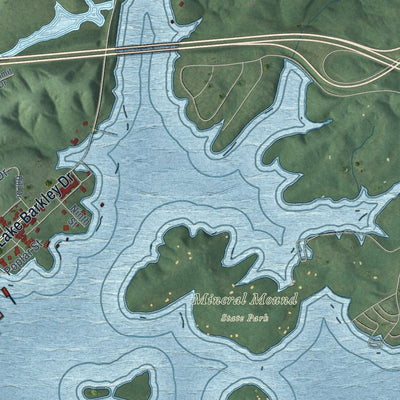 Close-up of the map of Kuttawa, Kentucky print showing street and building detail