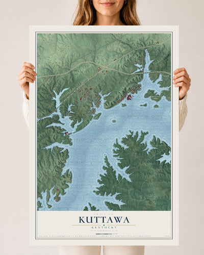 Map of Kuttawa, Kentucky, 24 x 36 inch unframed archival matte print