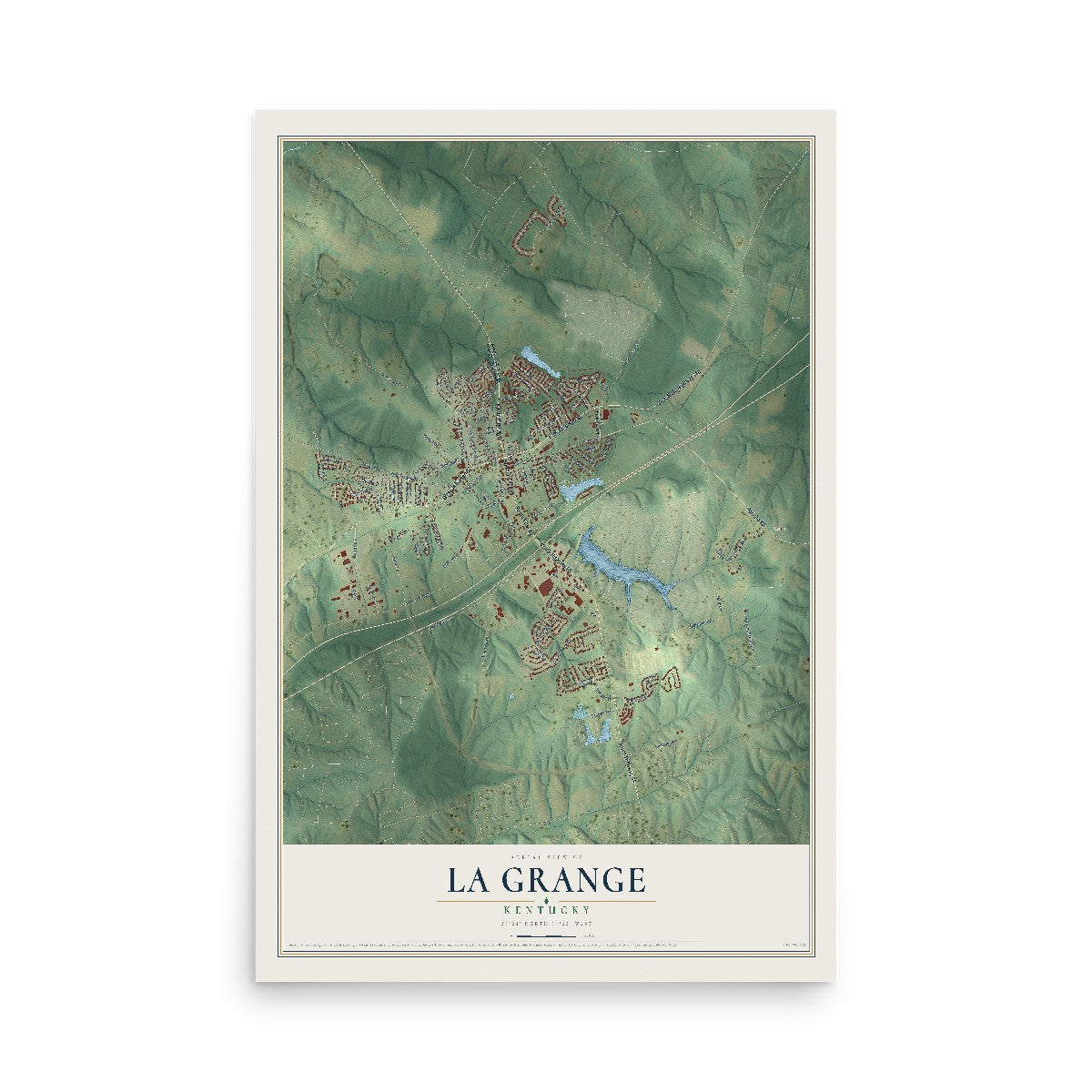 Map of La Grange, Kentucky, 12 x 18 inch unframed archival matte print