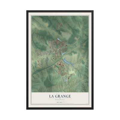 Map of La Grange, Kentucky, 12 x 18 inch print in a black wood frame
