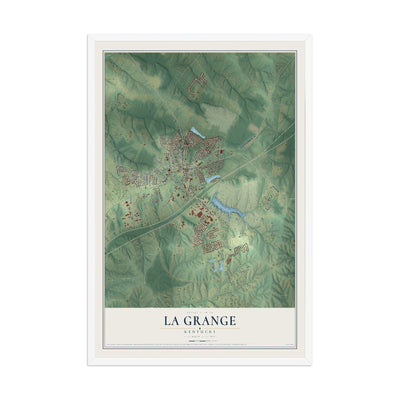 Map of La Grange, Kentucky, 12 x 18 inch print in a white wood frame