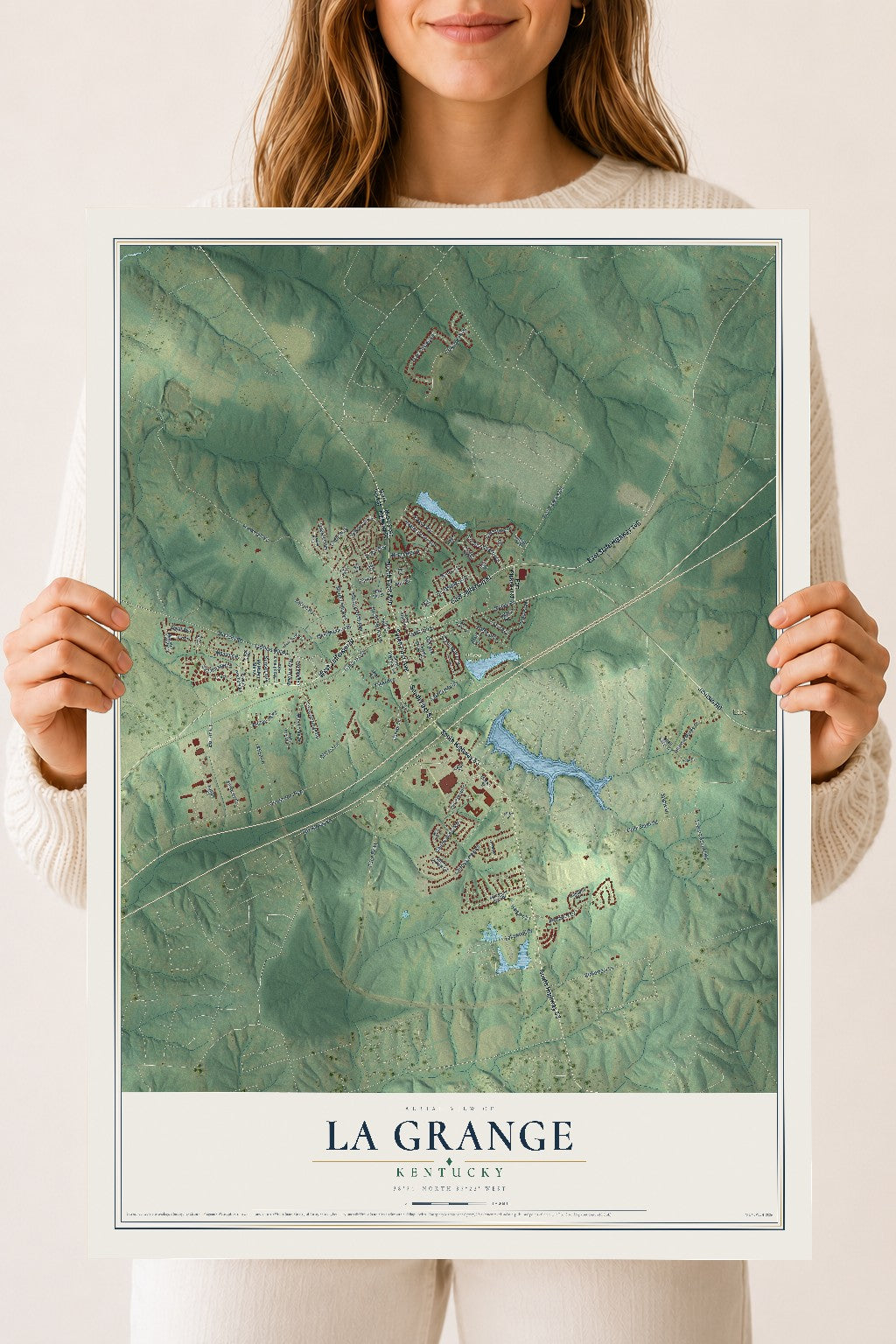 Map of La Grange, Kentucky, 18 x 24 inch unframed archival matte print