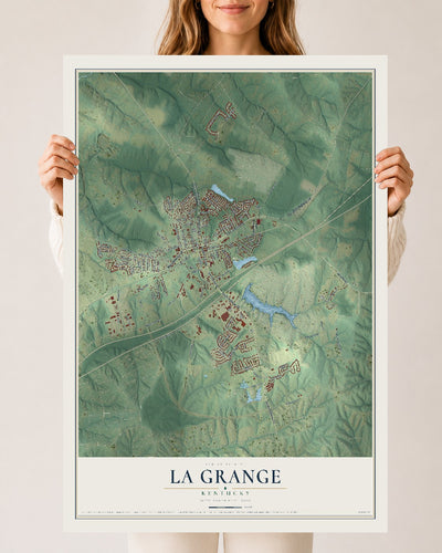 Map of La Grange, Kentucky, 24 x 36 inch unframed archival matte print