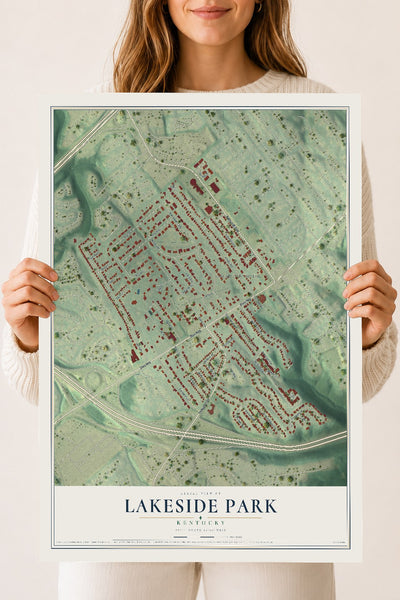 Map of Lakeside Park, Kentucky, 18 x 24 inch unframed archival matte print