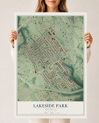 Map of Lakeside Park, Kentucky, 24 x 36 inch unframed archival matte print