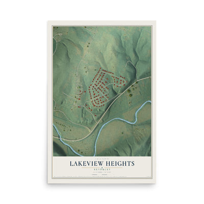 Map of Lakeview Heights, Kentucky, 12 x 18 inch unframed archival matte print