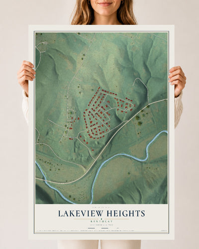 Map of Lakeview Heights, Kentucky, 24 x 36 inch unframed archival matte print