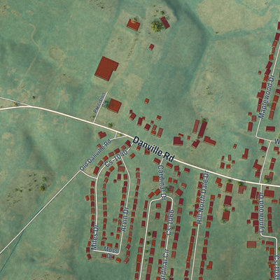 Second close-up of the map of Lancaster, Kentucky print showing more streets and buildings