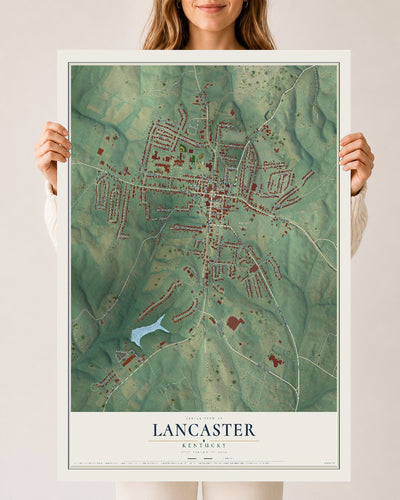 Map of Lancaster, Kentucky, 24 x 36 inch unframed archival matte print
