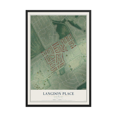 Map of Langdon Place, Kentucky, 12 x 18 inch print in a black wood frame