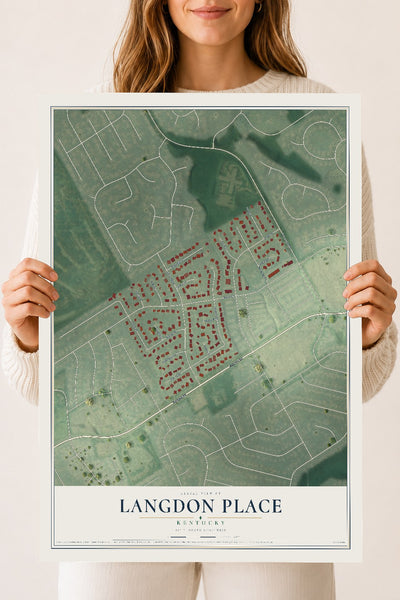 Map of Langdon Place, Kentucky, 18 x 24 inch unframed archival matte print