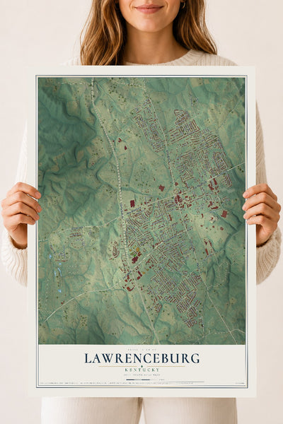 Map of Lawrenceburg, Kentucky, 18 x 24 inch unframed archival matte print