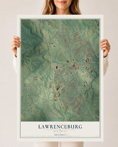 Map of Lawrenceburg, Kentucky, 24 x 36 inch unframed archival matte print