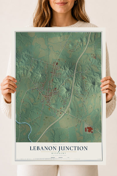 Map of Lebanon Junction, Kentucky, 18 x 24 inch unframed archival matte print