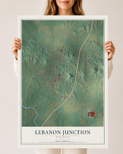 Map of Lebanon Junction, Kentucky, 24 x 36 inch unframed archival matte print