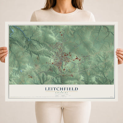 Map of Leitchfield, Kentucky, 18 x 24 inch unframed archival matte print
