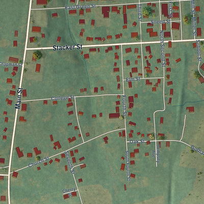 Close-up of the map of Lewisburg, Kentucky print showing street and building detail