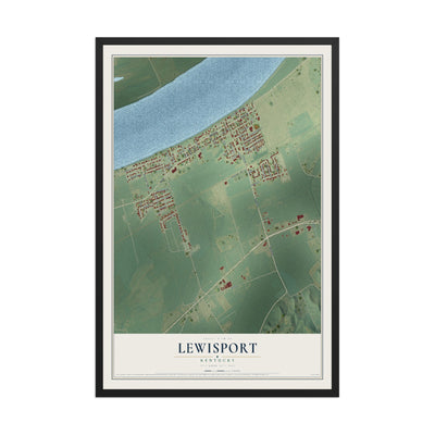 Map of Lewisport, Kentucky, 12 x 18 inch print in a black wood frame
