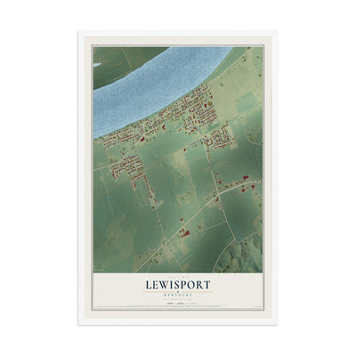 Map of Lewisport, Kentucky, 12 x 18 inch print in a white wood frame